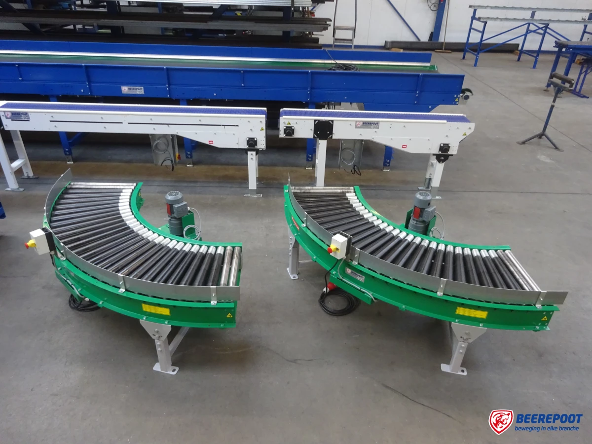 Aangedreven rollenbaanbochten